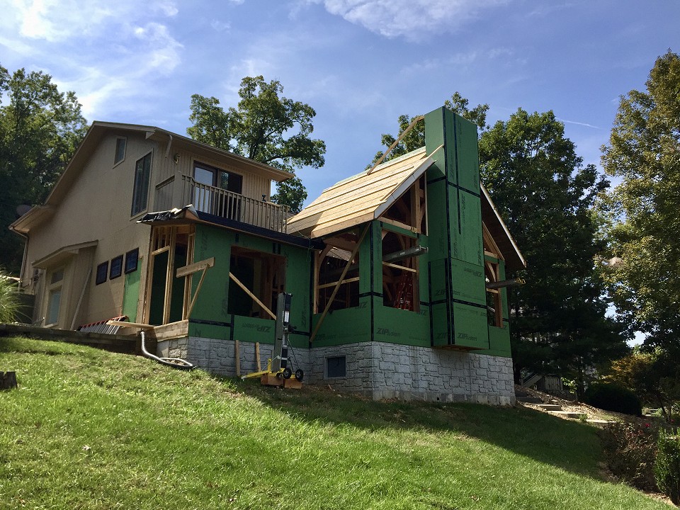 Under Construction: View Of Family Room And Master Bedroom Timber Frame Additions