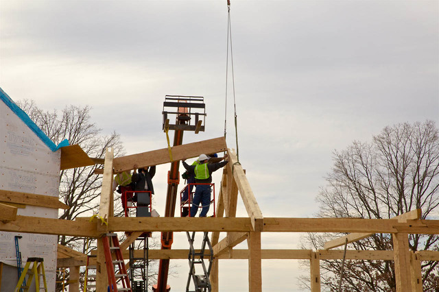 Under Construction: Installing Massive Ridge Timber
