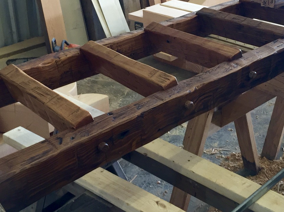 Reclaimed Hand Hewn Heart Pine Timber Loft Ladder