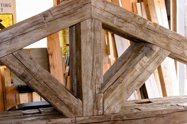 Reclaimed Hand Hewn Barn Timber King Post Truss